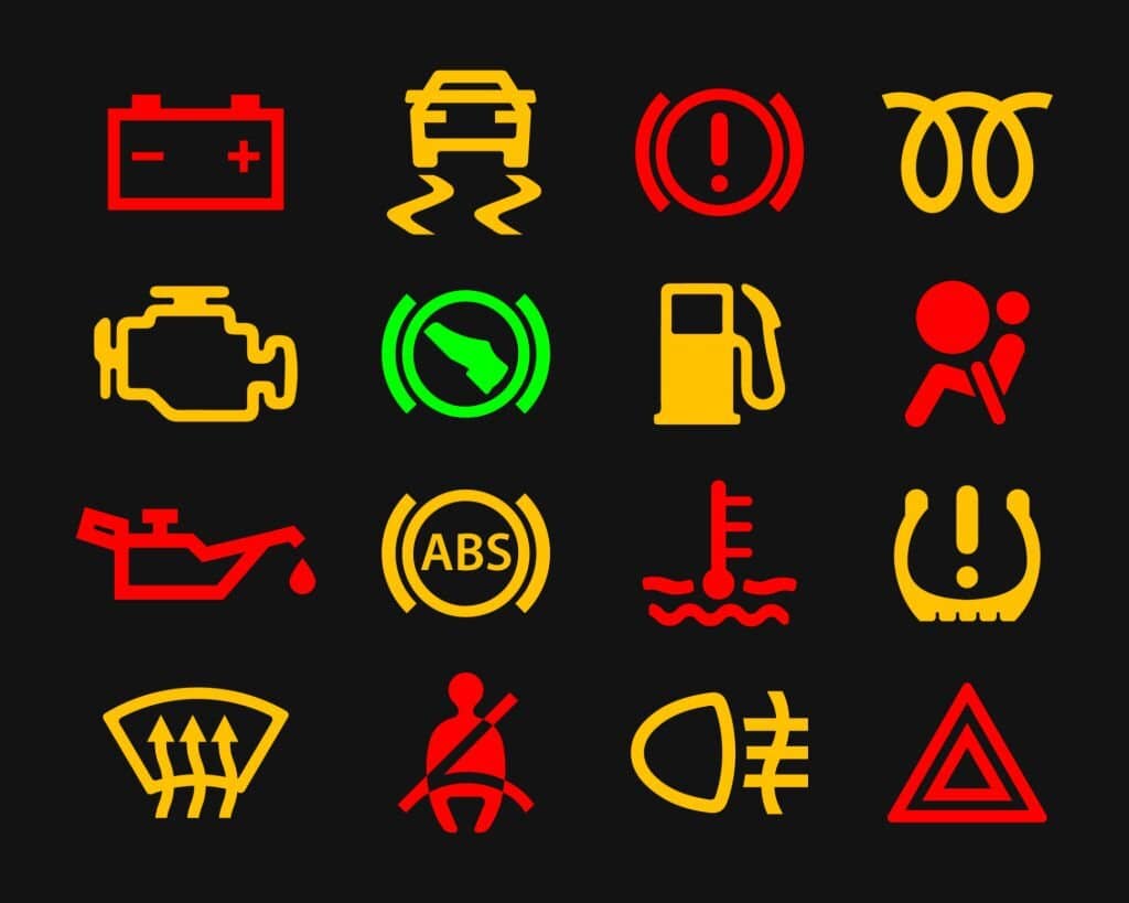 all warning lights in car